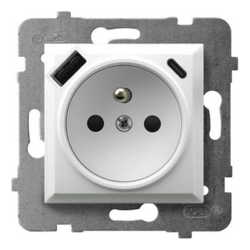 Ospel - Keret nélküli otthoni fali aljzat 230V + 1xUSB-A + 1xUSB-C ARIA fehér