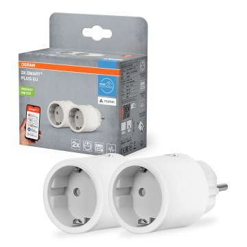 Osram - 2 db-os SMART+ MATTER SCHUKO okos konnektor 2300W/230V/10A Wi-Fi fehér