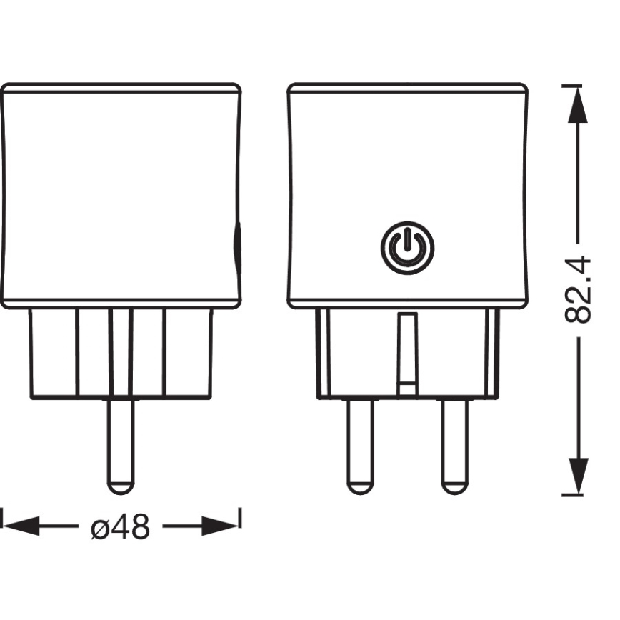 Osram - 2 db-os SMART+ MATTER SCHUKO okos konnektor 2300W/230V/10A Wi-Fi fehér
