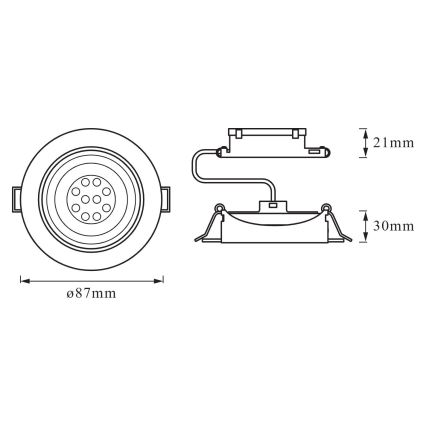 Osram - 3 darabos készlet: dimmelhető, beépíthető SPOT LED lámpatest, 4,9 W/230 V, 2700 K, átm. 8,7 cm, fehér
