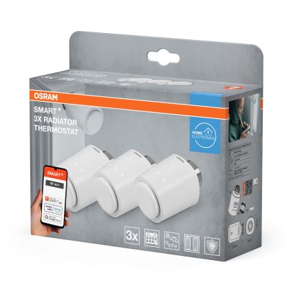 Osram - 3 db SMART+ termosztatikus radiátorfej készlet, 3×AA, Wi-Fi