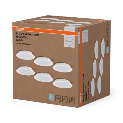 Osram - 6 darabos szett ESSENTIAL LED/18W/230V, 6500K, Ø 22 cm, fehér
