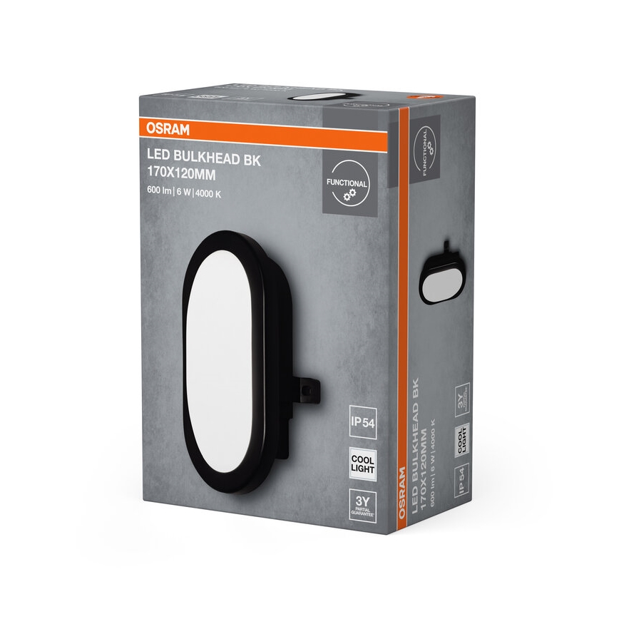 Osram - BULKHEAD LED-es kültéri fali lámpa, 6W, 230V, IP54, fekete