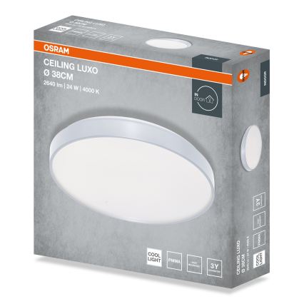 Osram - CEILING LUXO LED/24W/230V mennyezeti lámpatest, átmérő 38 cm, ezüst