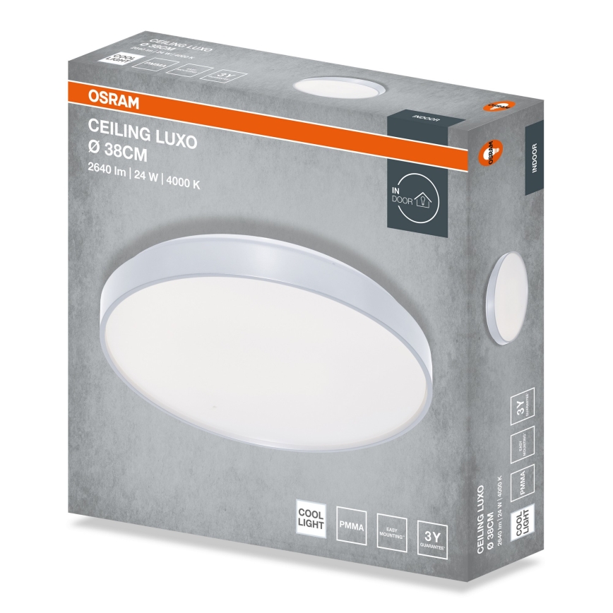 Osram - CEILING LUXO LED/24W/230V mennyezeti lámpatest, átmérő 38 cm, ezüst