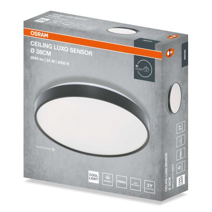 Osram - LED mennyezeti lámpa alkonyatérzékelővel CEILING LUXO LED/24W/230V átm. 38 cm fekete