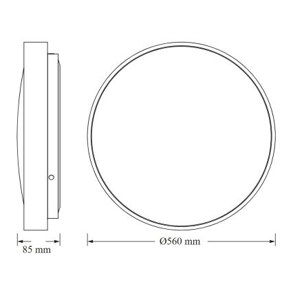 Osram - CEILING LUXO LED mennyezeti lámpa, 60 W, 230 V, átmérő 56 cm, ezüstszínű