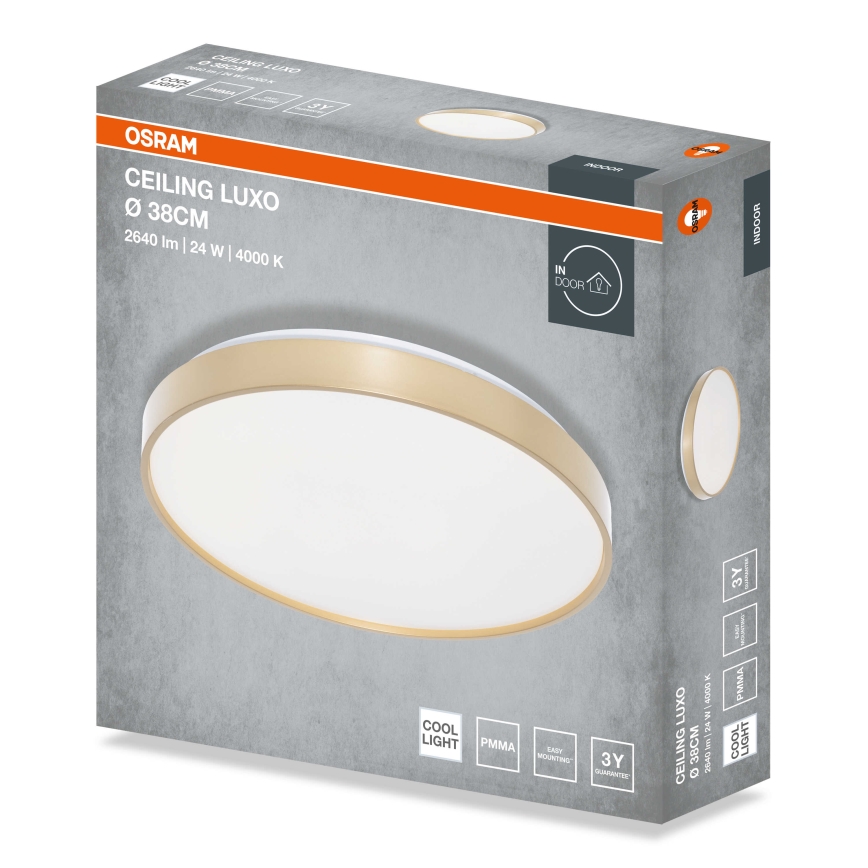 Osram - CEILING LUXO LED mennyezeti lámpatest, 24 W, 230 V, Ø 38 cm, arany