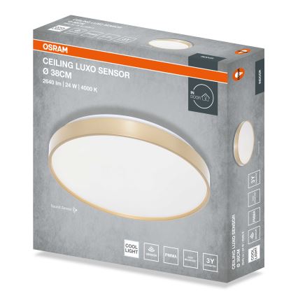 Osram - LED mennyezeti lámpatest alkonyérzékelővel CEILING LUXO LED/24W/230V átm. 38 cm aranyszínű