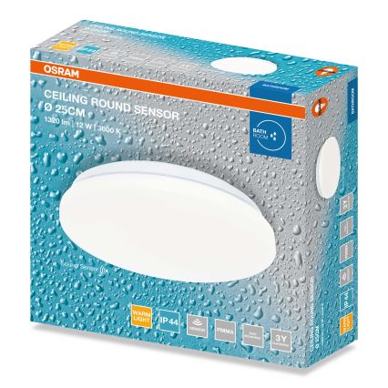 Osram - LED fürdőszobai mennyezeti lámpa alkonykapcsolóval CEILING ROUND LED/12W/230V 3000K átm. 26 cm IP44 fehér