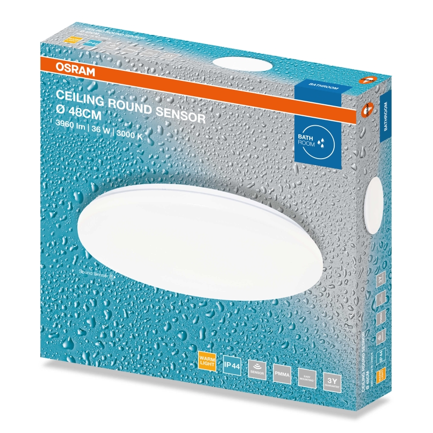Osram - LED fürdőszobai mennyezeti lámpa alkonyatérzékelővel CEILING ROUND LED/36W/230V 3000K Ø 48 cm IP44 fehér