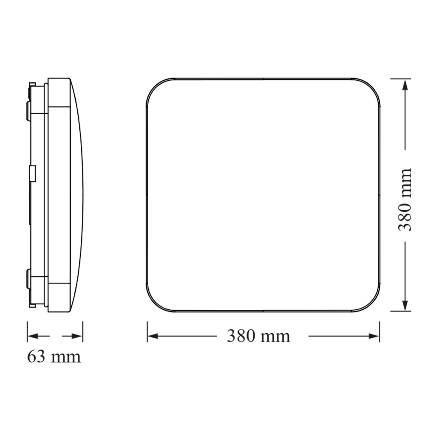 Osram - LED mennyezeti lámpa CEILING SQUARE, 36W/230V, 4000K, 38x38 cm, fehér, beépített alkonyatérzékelővel