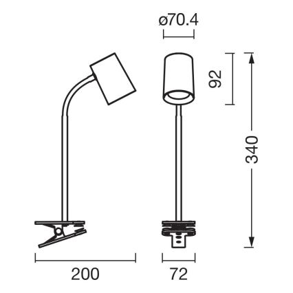 Osram - Csíptetős asztali lámpa DESK LINE 1xGU10/9W/230V fekete