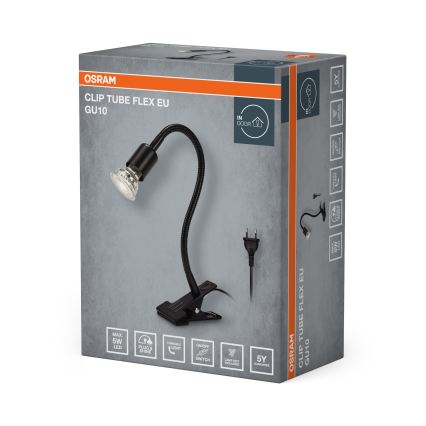 Osram - Csíptetős lámpa CLIP TUBE FLEX 1xGU10/5W/230V fekete