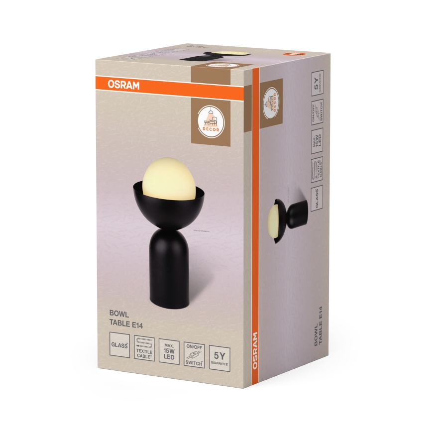 Osram - DECOR BOWL asztali lámpa 1xE14/25W/230V fekete