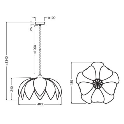 Osram - DECOR RATTAN kábellel szerelt függőlámpa 1xE27/15W/230V Ø 48 cm bézs/fekete