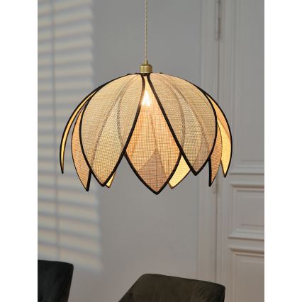 Osram - DECOR RATTAN zsinóros függeszték 1×E27/15W/230V, Ø 67 cm, bézs/fekete