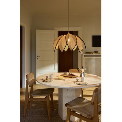 Osram - DECOR RATTAN zsinóros függeszték 1×E27/15W/230V, Ø 67 cm, bézs/fekete