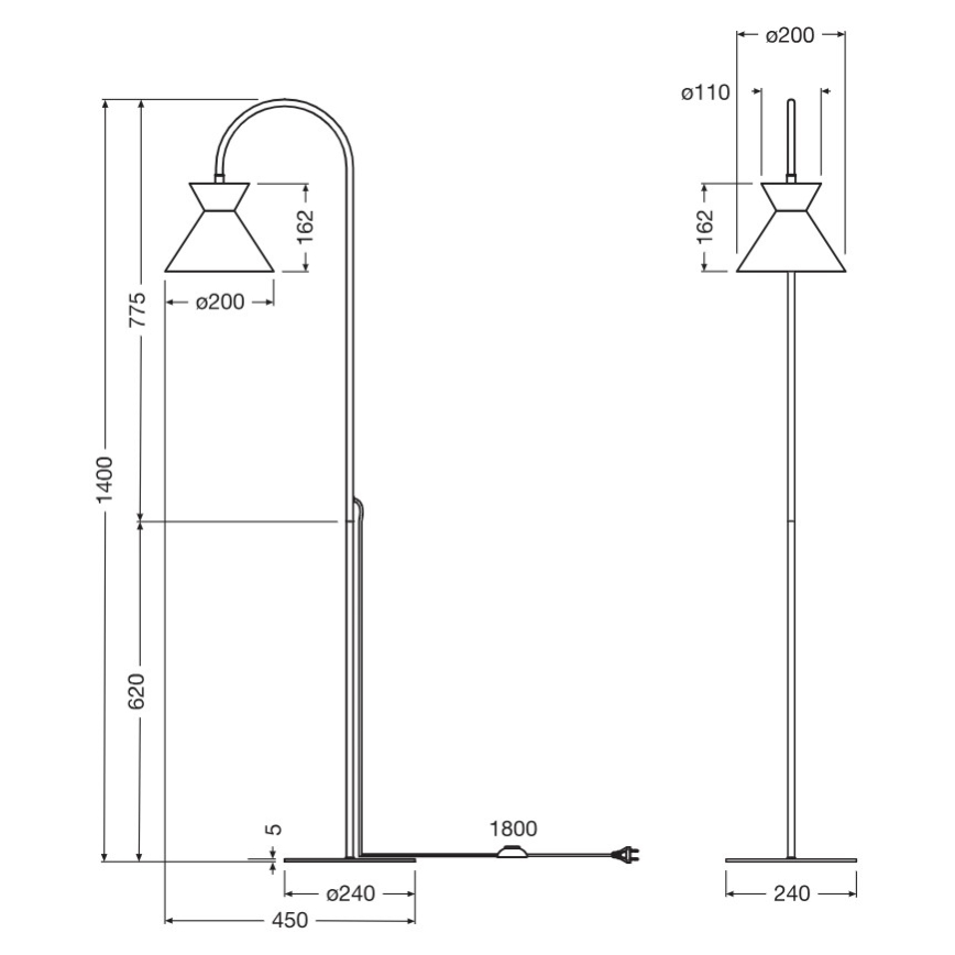 Osram - DECOR WAIST állólámpa 1xE27/40W/230V fekete