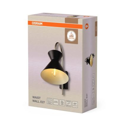 Osram - DECOR WAIST fali lámpa 1xE27/40W/230V fekete