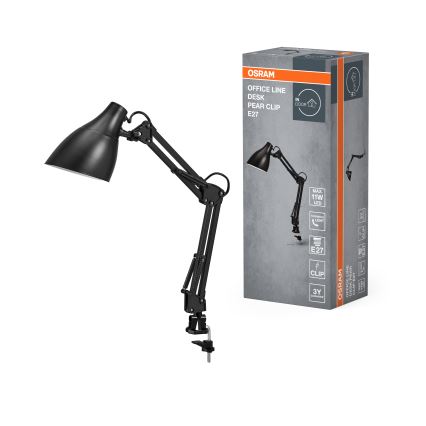 Osram - DESK LINE asztali csíptetős lámpa 1xE27/11W/230V fekete