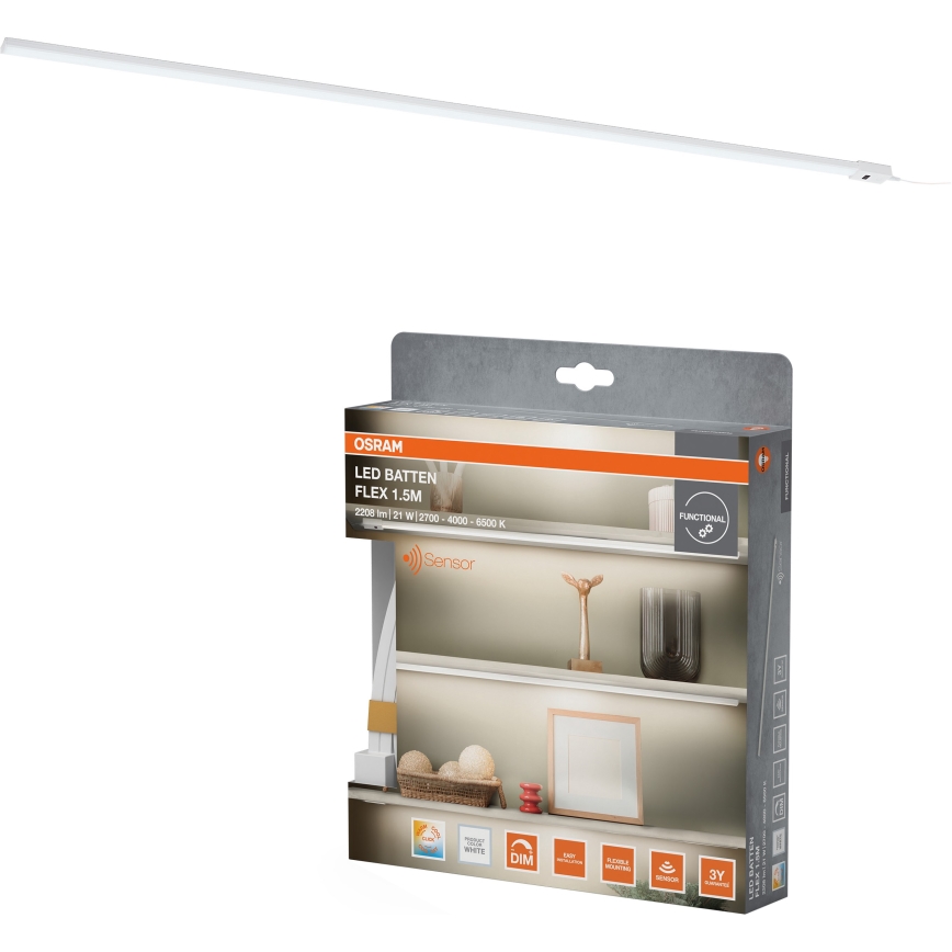 Osram - LED fényerőszabályozható pult alatti lámpa mozgásérzékelővel BATTEN LED/21W/230V 2700/4000/6500K 150,4 cm fehér