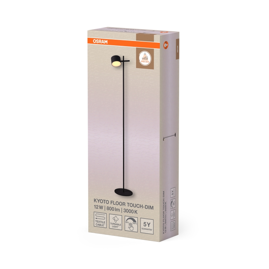 Osram - DECOR KYOTO LED érintéssel dimmelhető állólámpa LED/12W/230V CRI 90, fekete