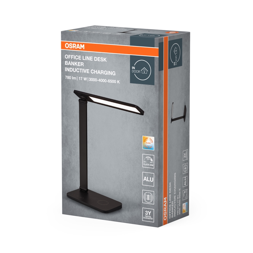 Osram - LED fényerőszabályozható asztali lámpa OFFICE LINE LED/17W/230V 3000/4000/6500K fekete