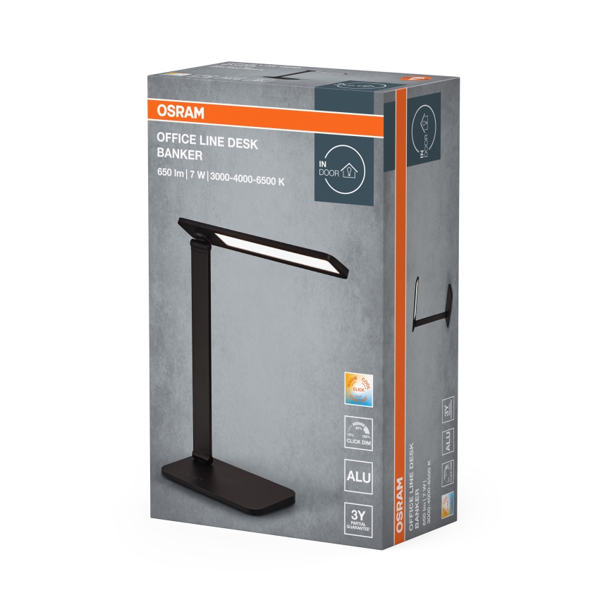 Osram - Dimmelhető LED asztali lámpa OFFICE LINE LED/7W/230V 3000/4000/6500K fekete