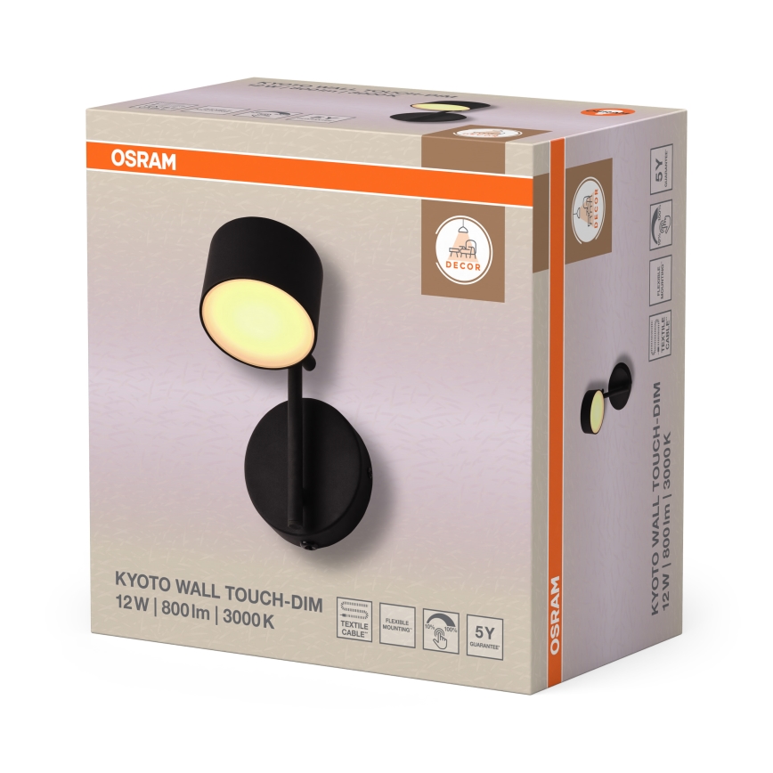 Osram - LED dimmelhető fali érintésvezérelt lámpa DECOR KYOTO LED/12W/230V CRI 90 fekete