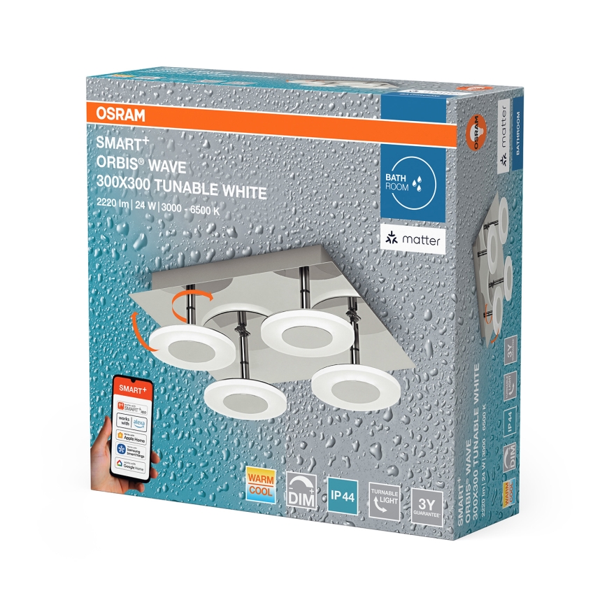 Osram - LED dimmelhető fürdőszobai mennyezeti lámpatest SMART+ WAVE LED/24W/230V 3000-6500K IP44 Wi-Fi