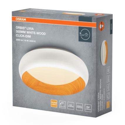 Osram - LED fényerőszabályozható mennyezeti lámpatest ORBIS LIVIA LED/16W/230V átm. 30 cm fehér/barna