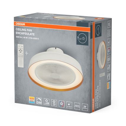 Osram - LED dimmelhető ventilátoros mennyezeti lámpatest CEILING FAN LED/49W/230V 2700-6500K fehér/arany + távirányító
