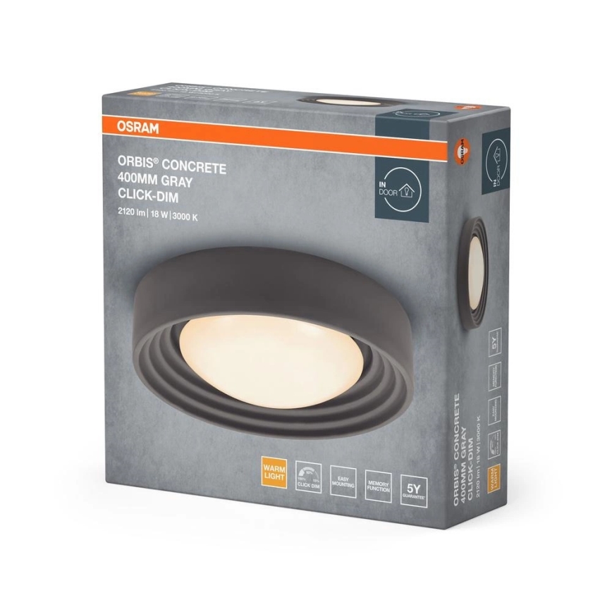 Osram - LED dimmelhető mennyezeti lámpa ORBIS CONCRETE LED/18W/230V átm. 40 cm szürke/beton