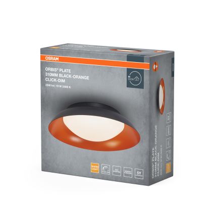 Osram - ORBIS PLATE LED fényerőszabályozható mennyezeti lámpa, 35W/230V, átmérő 43 cm, narancssárga/fekete
