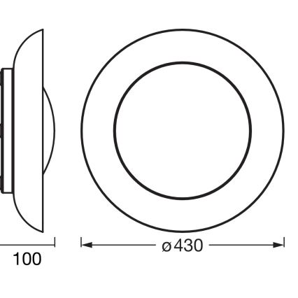 Osram - ORBIS PLATE LED fényerőszabályozható mennyezeti lámpa, 35W/230V, átmérő 43 cm, narancssárga/fekete