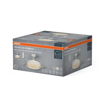 Osram - Fényerőszabályozható mennyezeti lámpa ventilátorral PONIENTE LED/36W/230V 3000/4000/6500K + távirányító