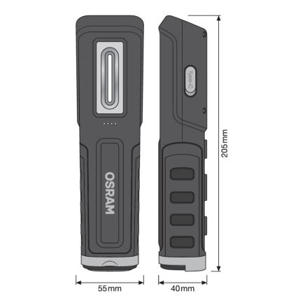 Osram - LED fényerőszabályozható, újratölthető szerelőlámpa LEDINSPECT WIRE-FREE PRO 600 LED/5W/3,7V IP54 2600 mAh
