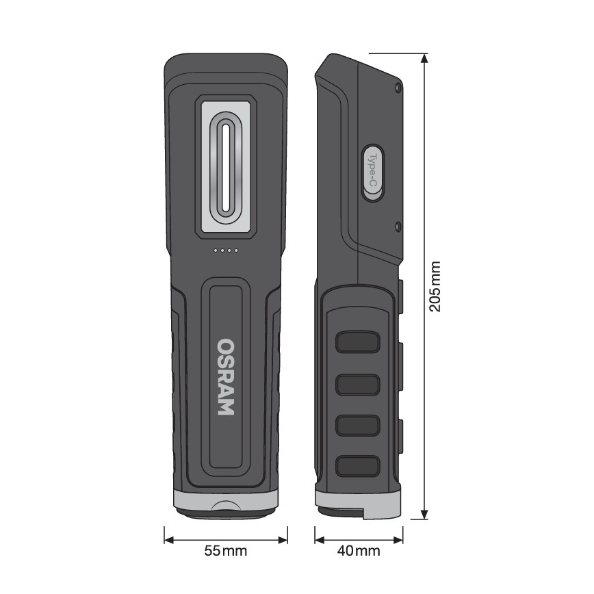 Osram - LED fényerőszabályozható, újratölthető szerelőlámpa LEDINSPECT WIRE-FREE PRO 600 LED/5W/3,7V IP54 2600 mAh