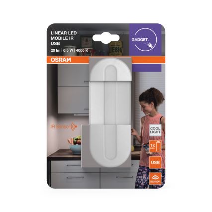 Osram - LED irányfény mozgásérzékelővel MOBILE LED/0,5W/3,7V 330 mAh CRI 90 fehér