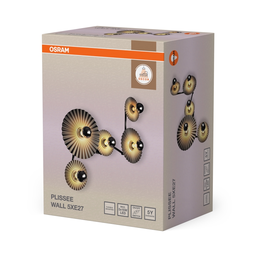 Osram - Fali lámpatest PLISSEE 5xE27/15W/230V antracit