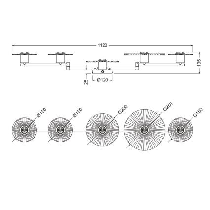 Osram - Fali lámpatest PLISSEE 5xE27/15W/230V antracit