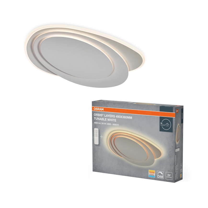 Osram - Dimmelhető LED mennyezeti lámpatest ORBIS LAYERS LED/50W/230V 2600-6000K 36x49 cm fehér + távirányító