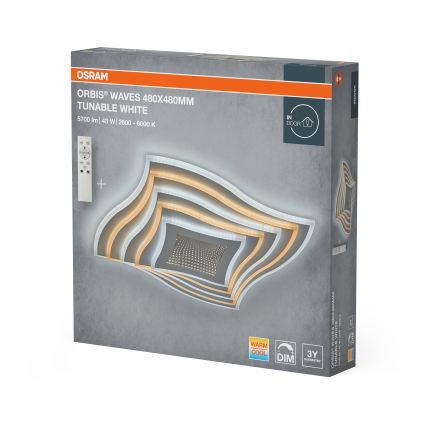 Osram - LED Fényerőszabályozható mennyezeti lámpa ORBIS WAVES LED/43W/230V 2600-6000K 48x48 cm fehér + távirányító