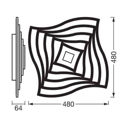 Osram - LED Fényerőszabályozható mennyezeti lámpa ORBIS WAVES LED/43W/230V 2600-6000K 48x48 cm fehér + távirányító