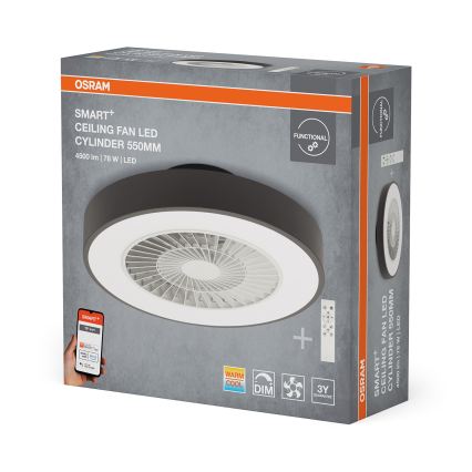 Osram - SMART+ dimmelhető LED mennyezeti lámpa ventilátorral, 78W, 230V, 3000–6500K, Wi-Fi + távirányító