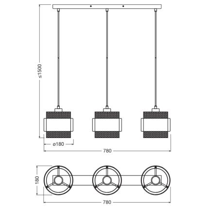 Osram - Kábeles csillár DECOR HORNET 3xE27/10W/230V fekete/arany