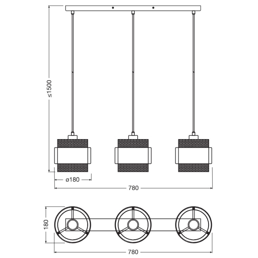 Osram - Kábeles csillár DECOR HORNET 3xE27/10W/230V fekete/arany