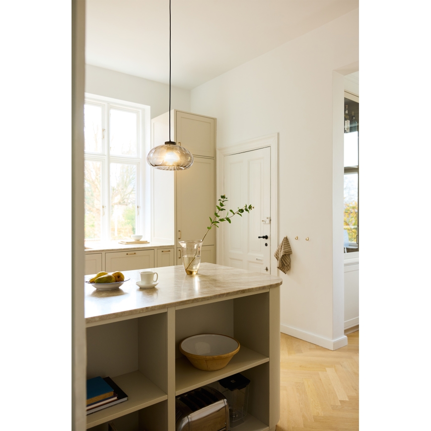 Osram - Kábeles csillár DECOR SMOKE 1xE27/12W/230V átm. 28 cm fekete/füstszürke