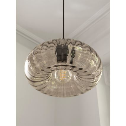 Osram - Kábeles csillár DECOR SMOKE 1xE27/12W/230V átm. 28 cm fekete/füstszürke